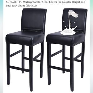 Pair of Black pleather counter height stool covers